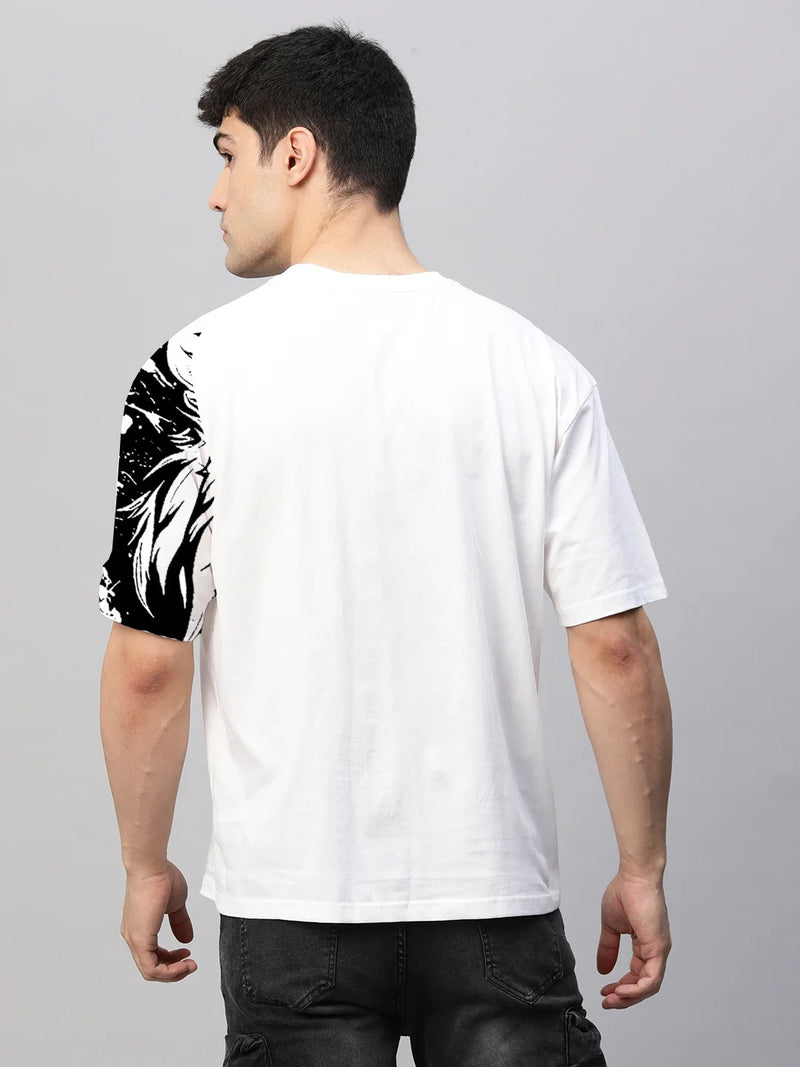 White Cotton Printed Casual T-Shirt For Men