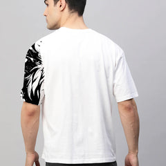 White Cotton Printed Casual T-Shirt For Men