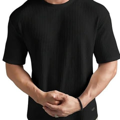 Black Cotton Printed Casual T-Shirt For Men
