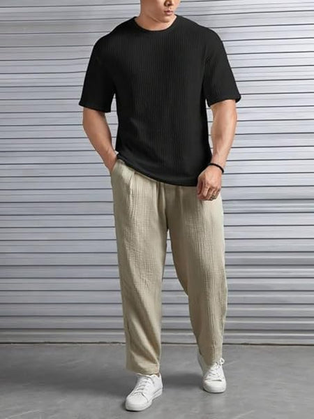 Black Cotton Printed Casual T-Shirt For Men