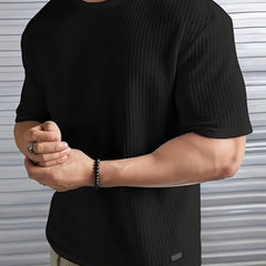 Black Cotton Printed Casual T-Shirt For Men