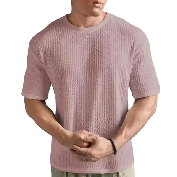 Pink Cotton Printed Casual T-Shirt For Men