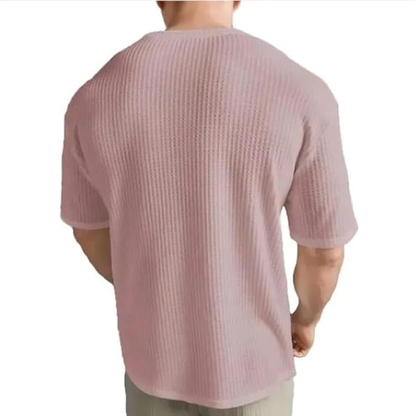 Pink Cotton Printed Casual T-Shirt For Men