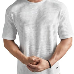 White Cotton Printed Casual T-Shirt For Men