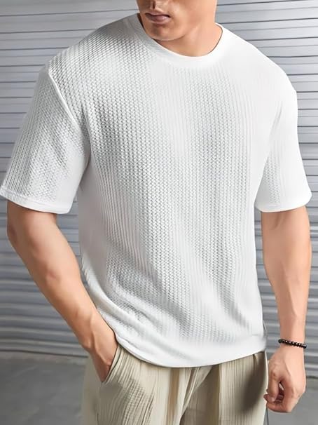 White Cotton Printed Casual T-Shirt For Men