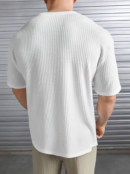 White Cotton Printed Casual T-Shirt For Men