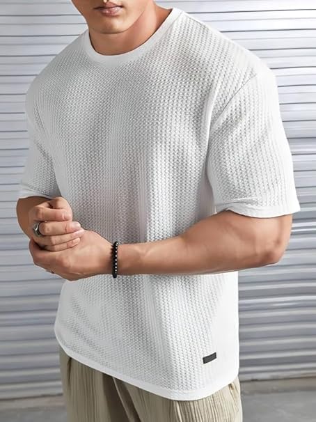 White Cotton Printed Casual T-Shirt For Men