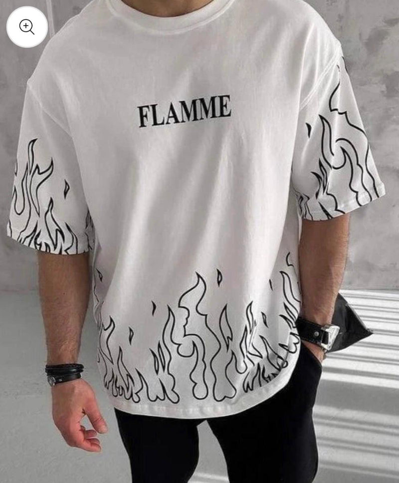Pack Of 2 White & Black  Cotton Printed Casual T-Shirt For Men