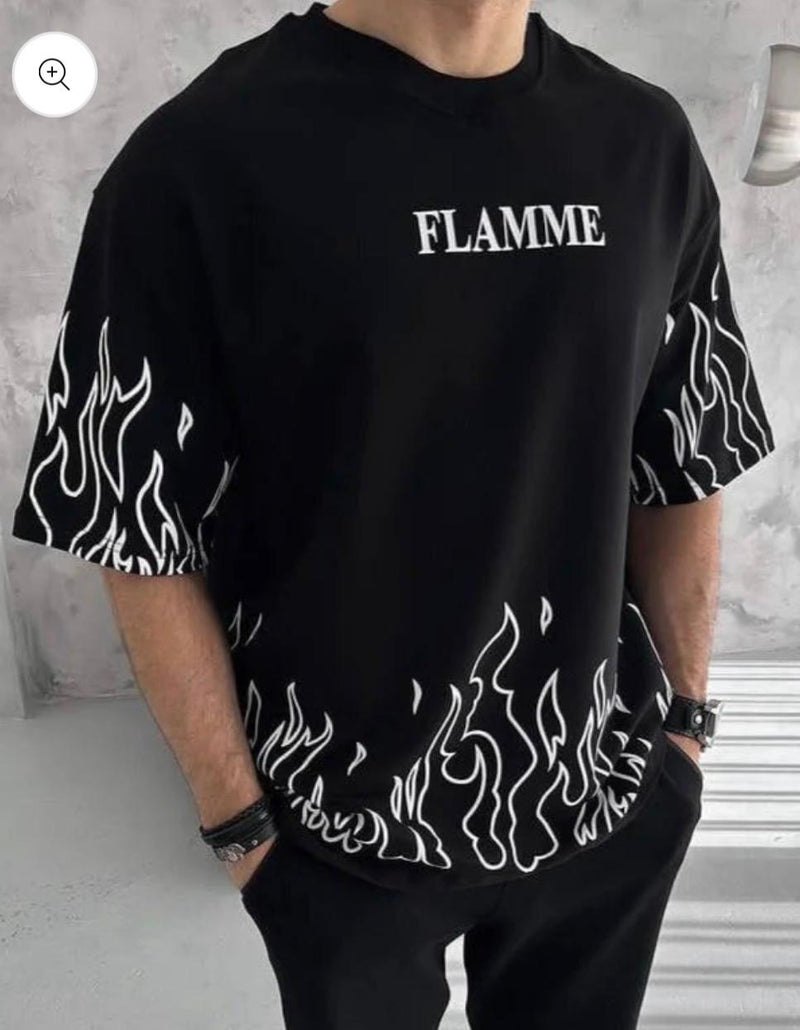 Pack Of 2 White & Black  Cotton Printed Casual T-Shirt For Men