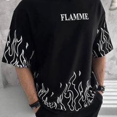 Pack Of 2 White & Black  Cotton Printed Casual T-Shirt For Men