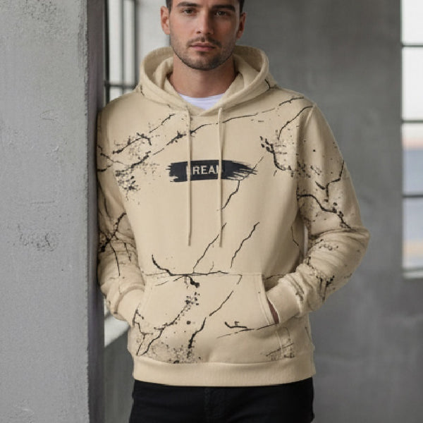SPAB MENS ALL OVER PRINTED HOODED NECK FULL SLEEVE BEIGE SWEATSHIRT