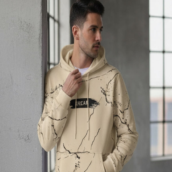 SPAB MENS ALL OVER PRINTED HOODED NECK FULL SLEEVE BEIGE SWEATSHIRT