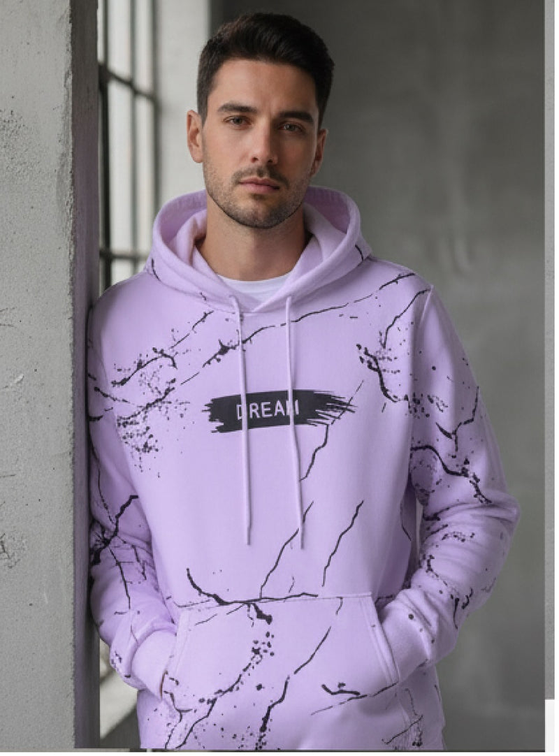 SPAB MENS ALL OVER PRINTED HOODED NECK FULL SLEEVE PURPLE SWEATSHIRT