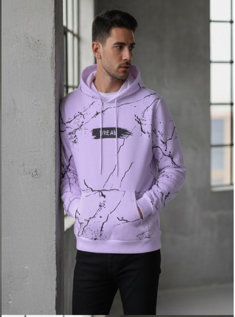 SPAB MENS ALL OVER PRINTED HOODED NECK FULL SLEEVE PURPLE SWEATSHIRT
