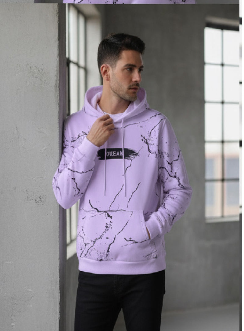 SPAB MENS ALL OVER PRINTED HOODED NECK FULL SLEEVE PURPLE SWEATSHIRT