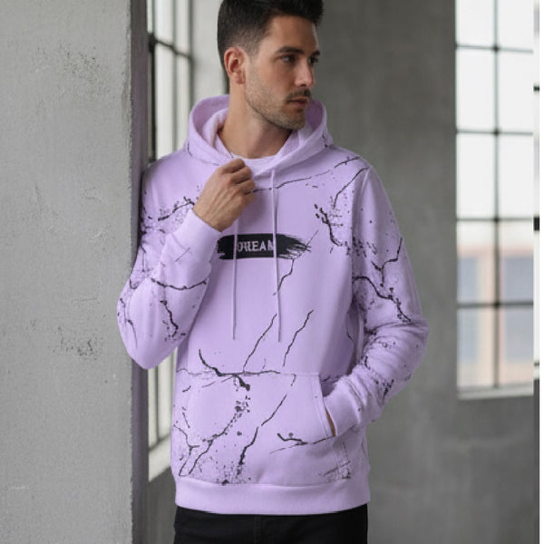 SPAB MENS ALL OVER PRINTED HOODED NECK FULL SLEEVE PURPLE SWEATSHIRT