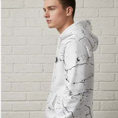 SPAB MENS ALL OVER PRINTED HOODED NECK FULL SLEEVE WHITE SWEATSHIRT