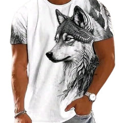 White & Black Cotton Printed Casual T-Shirt For Men