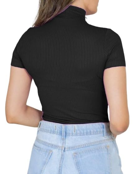 Black Lycra Sexy Slim Fit Cropped Top For Women