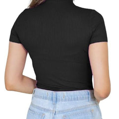 Black Lycra Sexy Slim Fit Cropped Top For Women