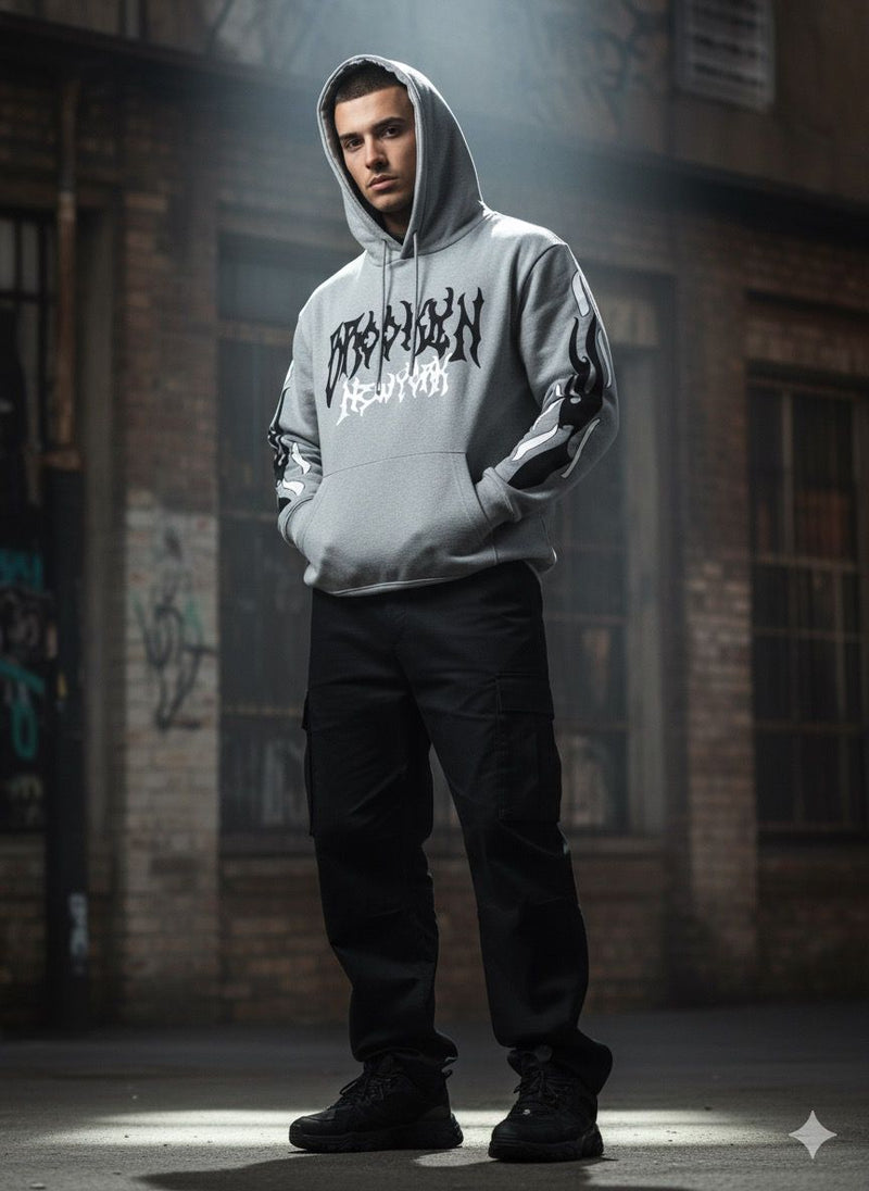 SPAB MENS STYLISH HOODED NECK FULL SLEEVE GREY