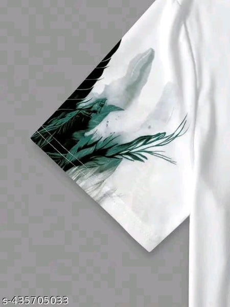 Pack Of 2 White & Green Cotton Printed Casual T-Shirt For Men
