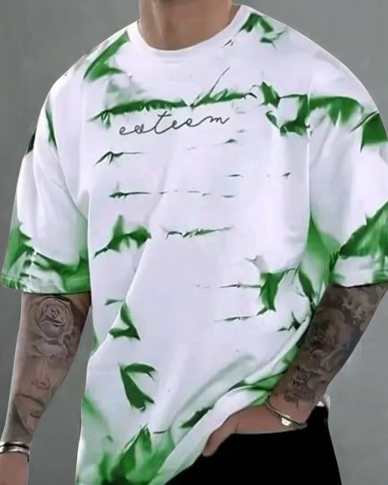 Green  Cotton Printed Casual T-Shirt For Men