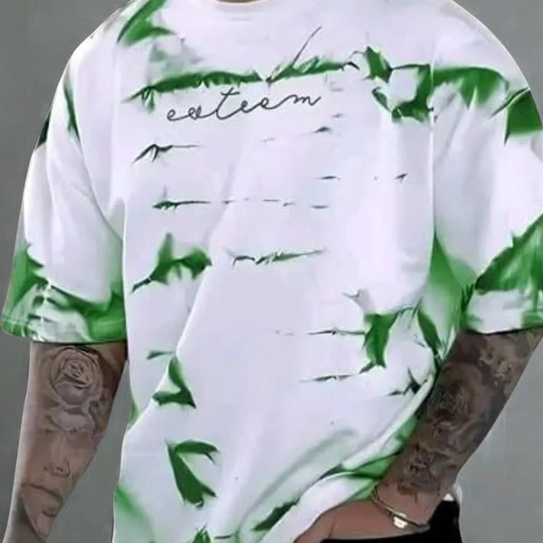 Green  Cotton Printed Casual T-Shirt For Men