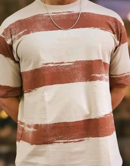 White & Brown Pure Cotton Regular Fit Printed T-Shirt For Men