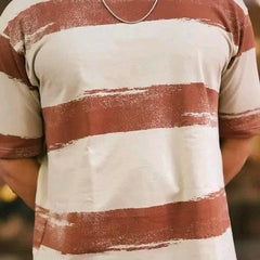 White & Brown Pure Cotton Regular Fit Printed T-Shirt For Men