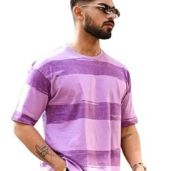 Purple Pure Cotton Regular Fit Printed T-Shirt For Men