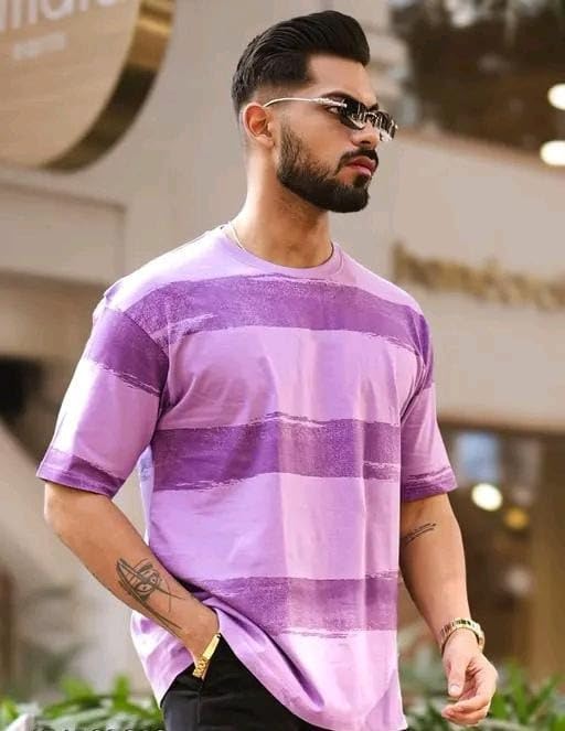 Purple Pure Cotton Regular Fit Printed T-Shirt For Men