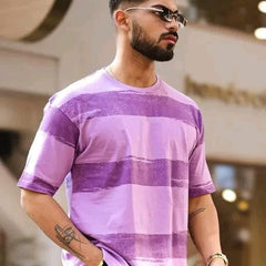 Purple Pure Cotton Regular Fit Printed T-Shirt For Men