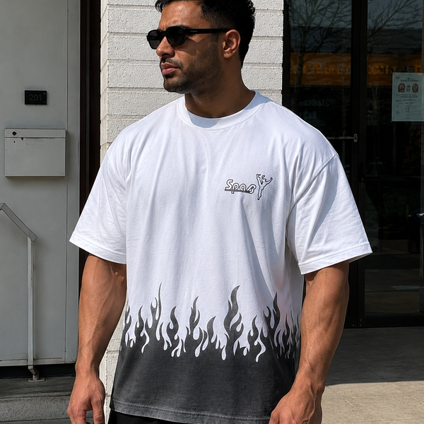 Men's Oversized Flame Graphic T-Shirt