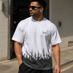 Men's Oversized Flame Graphic T-Shirt