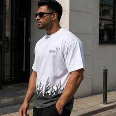 Men's Oversized Flame Graphic T-Shirt