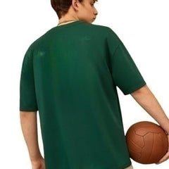 Green Cotton Off-Shoulder Printed T-Shirt For Men