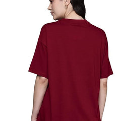 Maroon Cotton Regular Fit Plain T-Shirt For Women