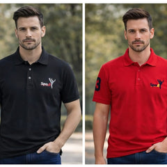 Pack Of 2 Back &  Red Cotton Polo T-Shirt For Men
