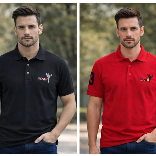Pack Of 2 Back &  Red Cotton Polo T-Shirt For Men