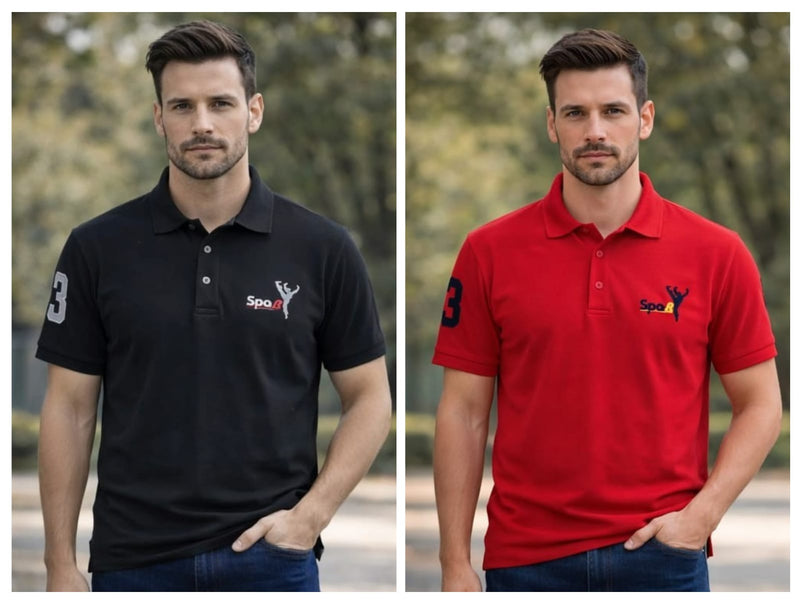 Pack Of 2 Back &  Red Cotton Polo T-Shirt For Men