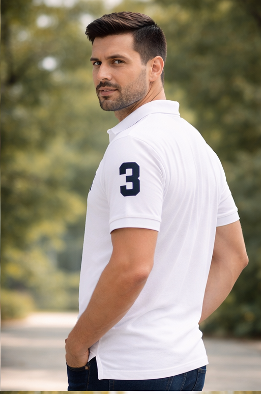 Pack Of 2 White & black Cotton Polo T-Shirt For Men