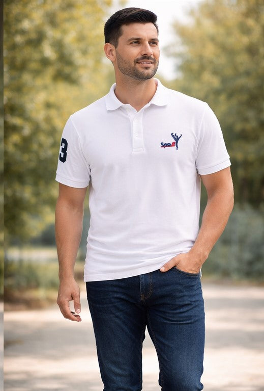 Pack Of 2 White & black Cotton Polo T-Shirt For Men