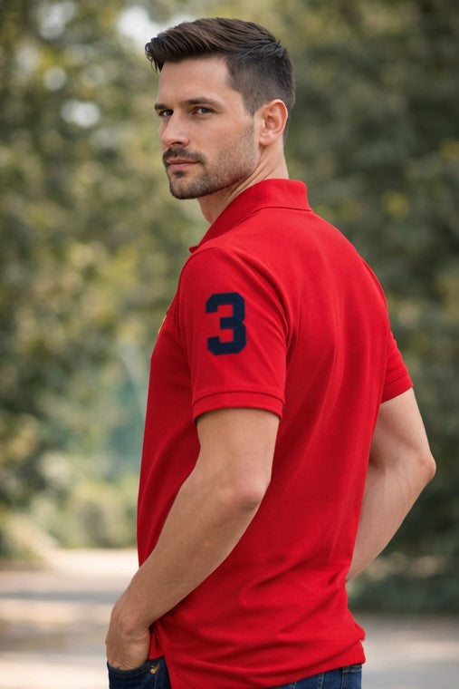 Pack Of 2 Red &  White Cotton Polo T-Shirt For Men