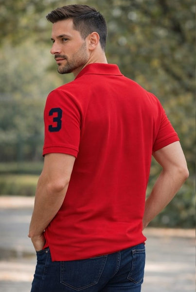 Pack Of 2 Red &  White Cotton Polo T-Shirt For Men