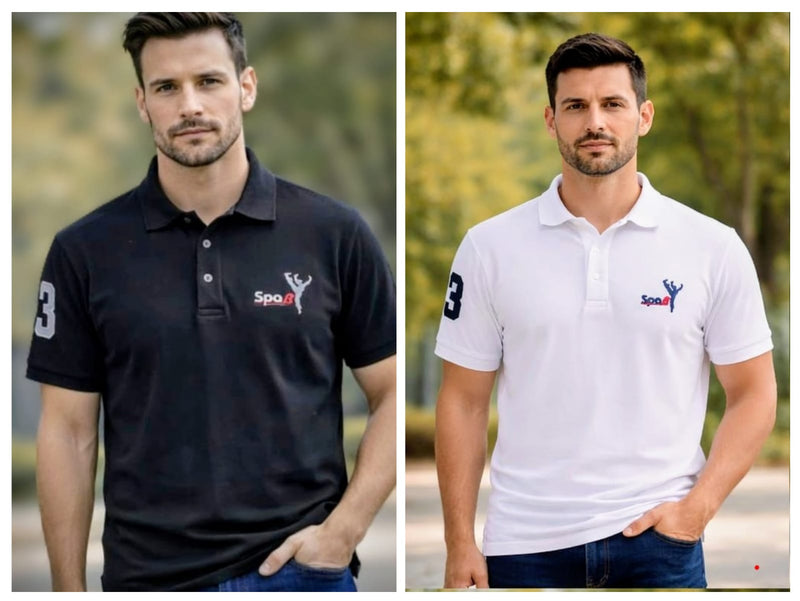 Pack Of 2 Back &  White Cotton Polo T-Shirt For Men