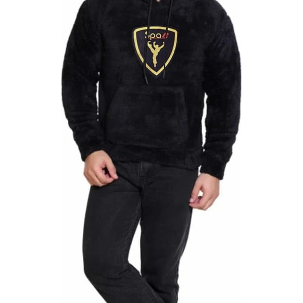 Black Cotton Hooded Neck Loose Fit Printed Hoodie For Unisex
