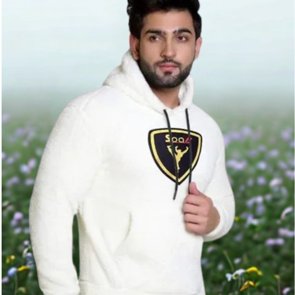 White Cotton Hooded Neck Loose Fit Printed Hoodie For Unisex
