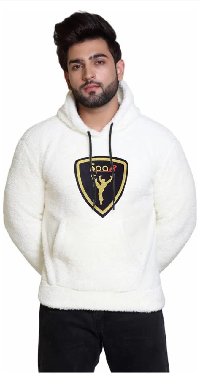 White Cotton Hooded Neck Loose Fit Printed Hoodie For Unisex