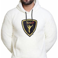 White Cotton Hooded Neck Loose Fit Printed Hoodie For Unisex